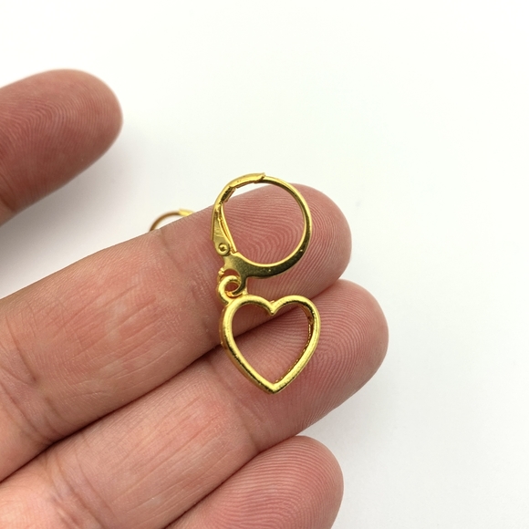 Dainty Golden Heart Earrings - Picture 3 of 5